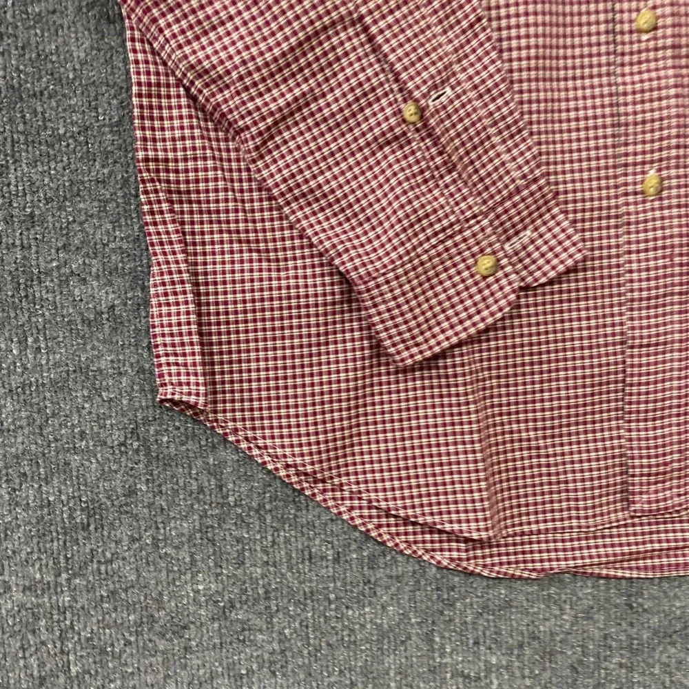 Polo Ralph Lauren Mens Large Classic Fit Burgundy Plaid Cotton Button Down Shirt